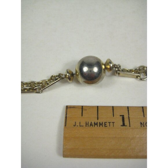 Multi Strand Floating Necklace Goldtone Chain 52 inch Vintage Station Beads WEAR - Picture 3 of 10